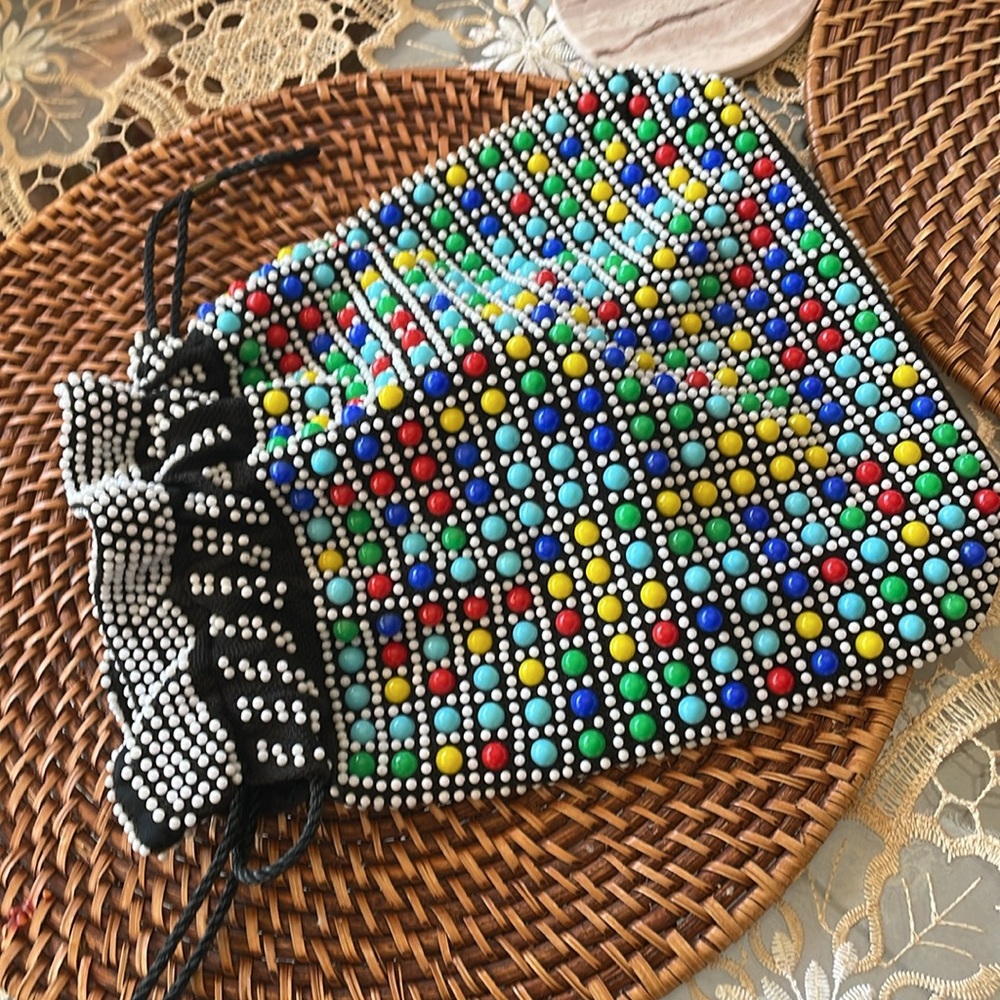 Multicolor Beaded Drawstring Bag - image 6